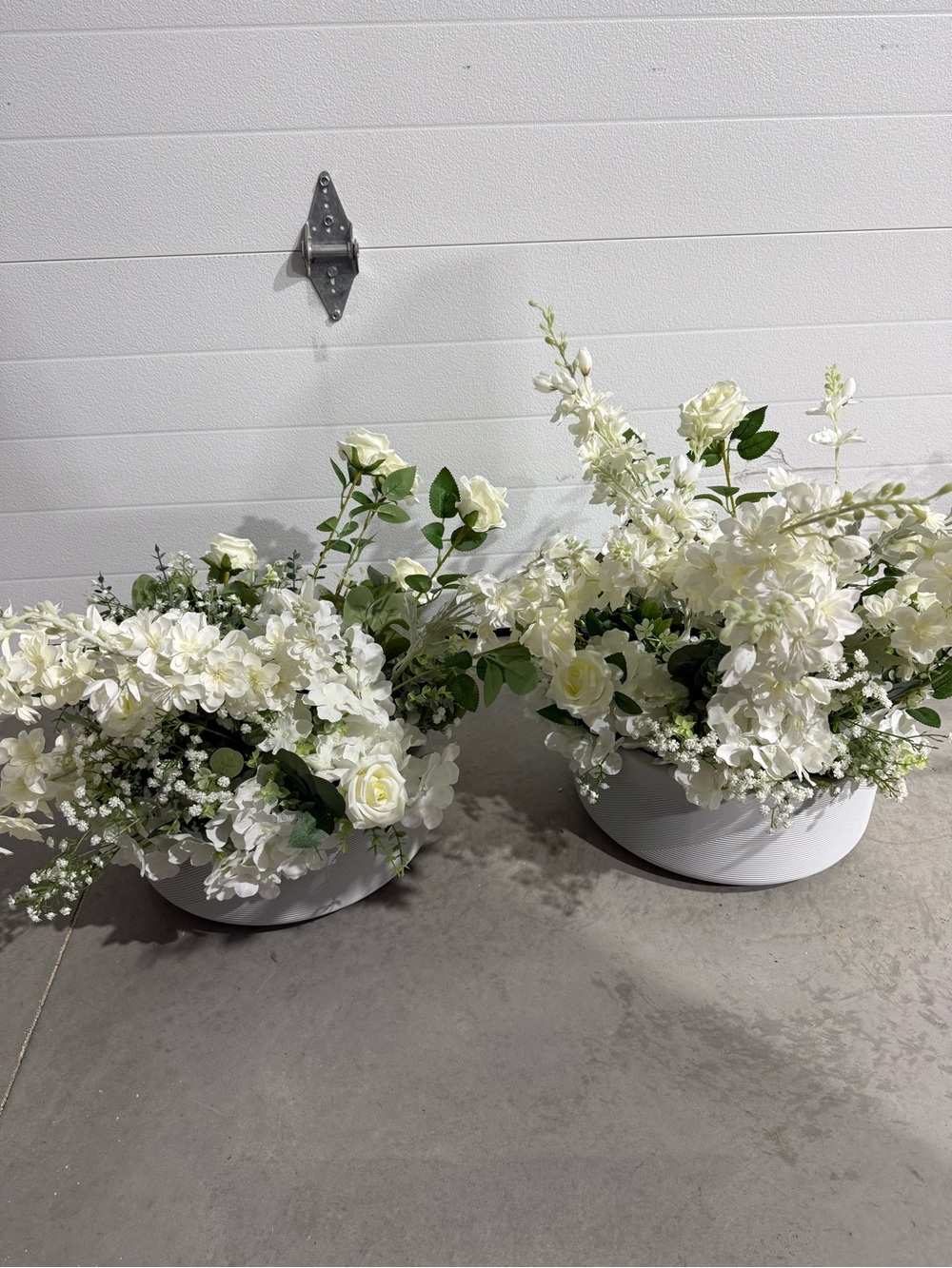 White Large Artificial Floral Arrangements in White Planter - Wedding Decor